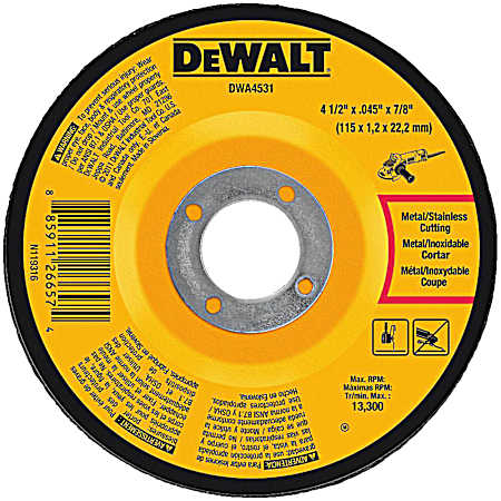 4-1/2 x .045 x7/8 In. T27 Metal Cut-Off Wheel