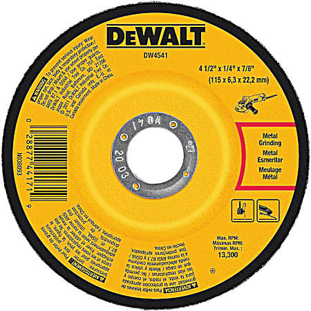 4-1/2 x 1/4 x 7/8 In. A24N Metal Grinding Wheel