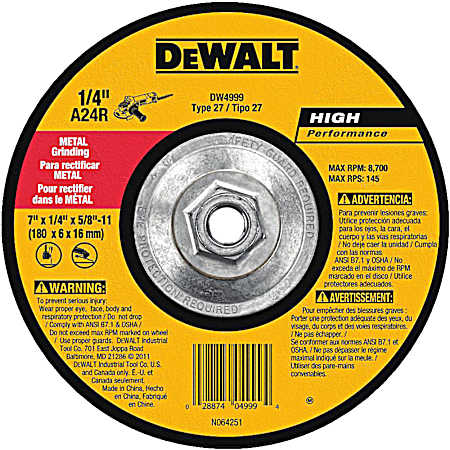 7 x 1/4 x 5/8 In.-11 Metal Grinding Wheel