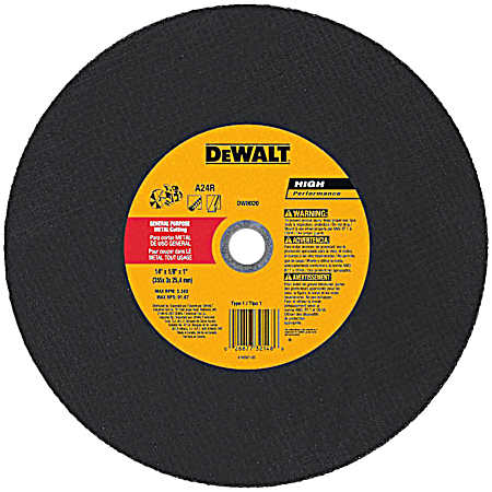 14 x 1/8 x 1 In. Metal Port Saw Cut-Off Wheel