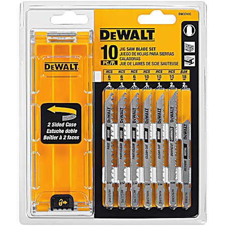 T-Shank Jig Saw Blade Set W/Case -10 Pc.