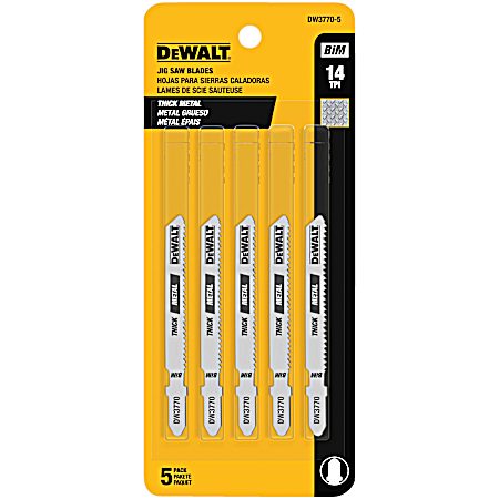 3 In.  T-Shank Thick Metal Jig Saw Blade - 5 Pack