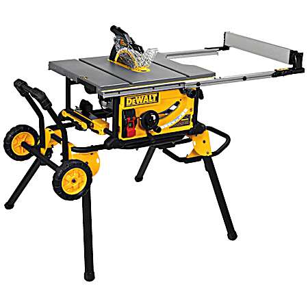 10 in Jobsite Table Saw 32-1/2 in Rip Capacity W/ Rolling Stand