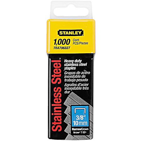 3/8 in Heavy-Duty Stainless Steel Narrow Crown Staples - 1000 Pk