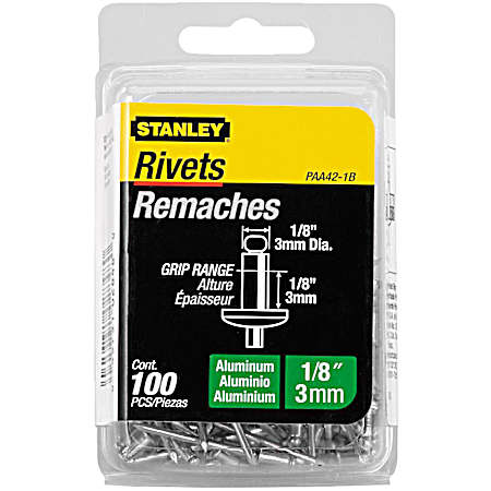 1/8 in Aluminum Rivets 100 Pk - PAA42-1B
