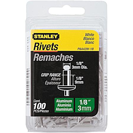 1/8 in White Aluminum Rivets 100 Pk - PAA42W-1B