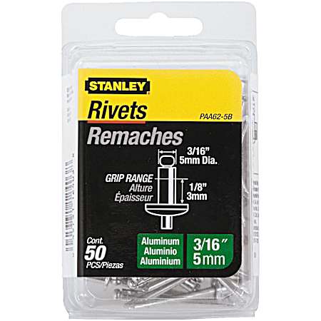 3/16 in Aluminum Rivets 50 Pk - PAA62-5B