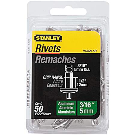 3/16 in Aluminum Rivets 50 Pk - PAA68-5B