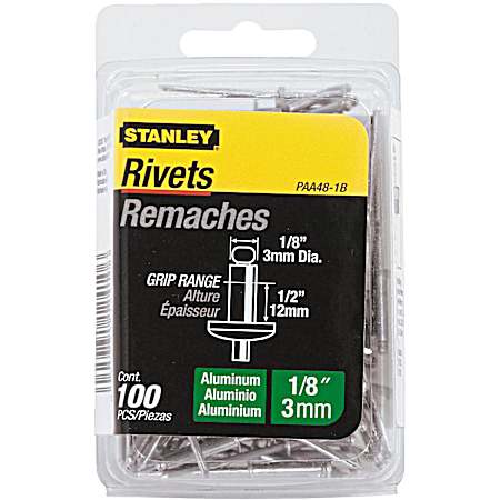 1/8 in Aluminum Rivets 100 Pk - PAA48-1B