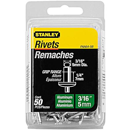 3/16 in Aluminum Rivets 50 Pk - PAA64-5B