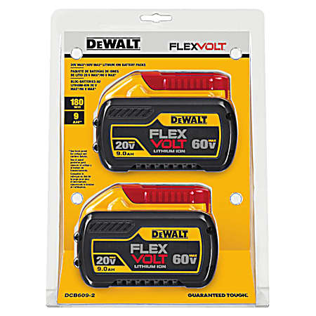 FLEXVOLT 20V/60V 9.0 Ah Lithium-Ion Battery Pack - 2 pk