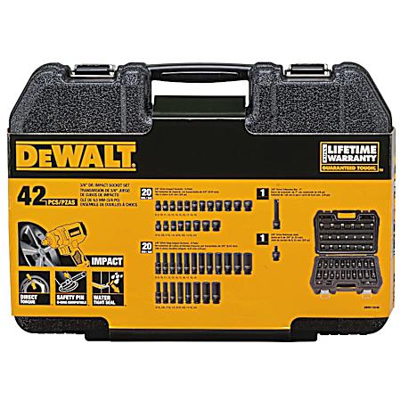 42 Pc 3/8 in Drive Combination Impact 6 Point Socket Set
