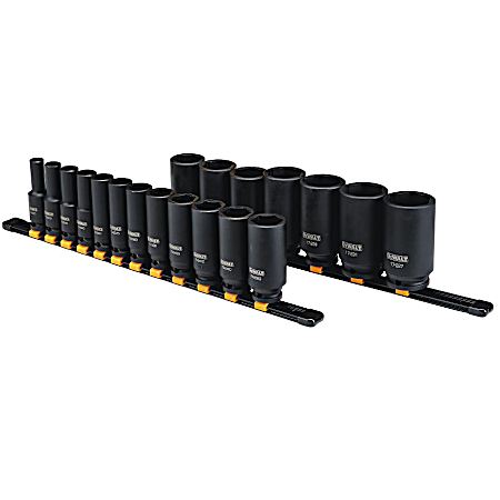19 Pc 1/2 in Drive Deep Impact 6 Point Socket Set