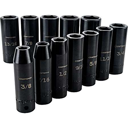1/2 in SAE Deep Impact Socket Set - 12 Pc