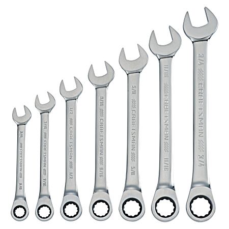 SAE Ratcheting Wrench Set - 7 Pc