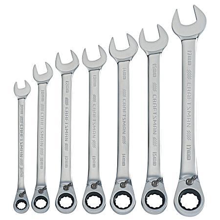 Metric Reversible Ratcheting Wrench Set - 7 Pc