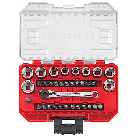 1/4 in Drive SAE & Metric Right Angle Bit Combination Driver Set - 35 Pc