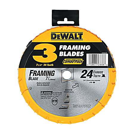 7-1/4-inch 24T Framing Blades - 3 Pk