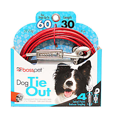 Large Dog Red Tie-Out Cable