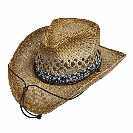 Kids' Wild Wild West Stained Straw Western Hat w/Blue Bandanna