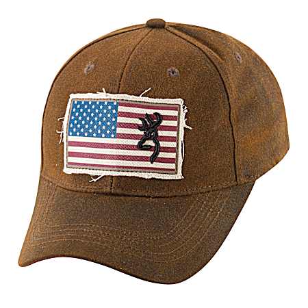 Adult Dark Brown Liberty Flag Patch 6-Panel Cap