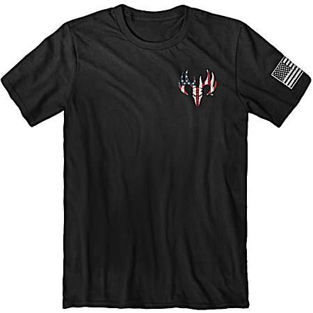 Men's Black Never Give Up Graphic Crew Neck Short Sleeve Cotton T-Shirt