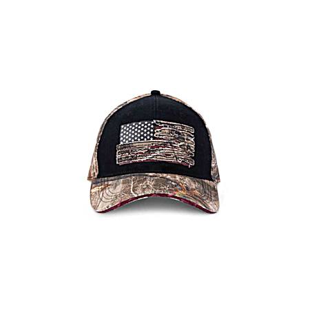 Men's Black/Camo Ripped Flag 6-Panel Cotton Cap