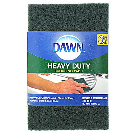 Green Heavy Duty Scouring Pads - 3 pk