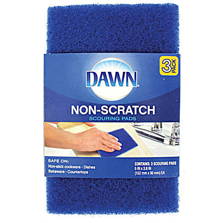 Blue Non-Scratch Scouring Pads - 3 pk