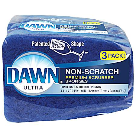 Blue Non-Scratch Scrubber Sponges - 3 pk