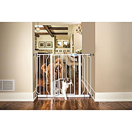 30 in. Walk-Through Pet Gate w/ Small Pet Door