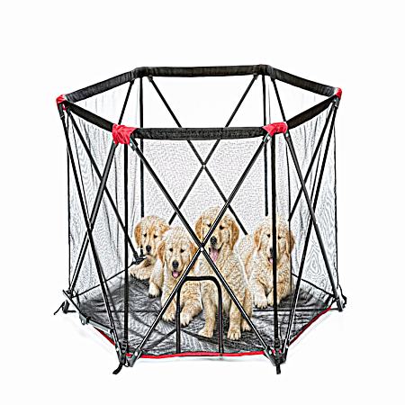 Black & Red 6-Panel Portable Pet Pen