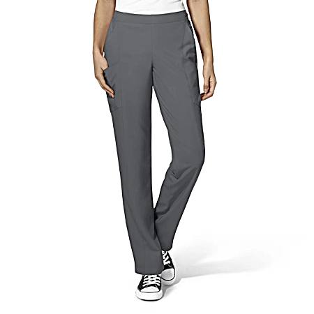 Women's Pewter Flat Front Straight Leg Double Cargo Scrub Pants