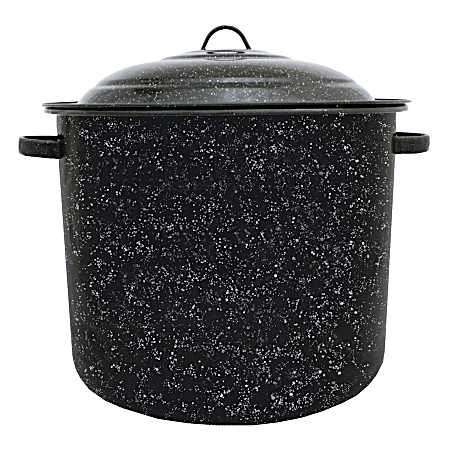 21 Qt Black Large Stock Pot w/Lid