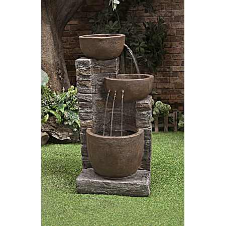 35 in 3-Tier Rock Fountain w/ Bowls
