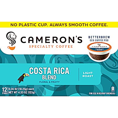 Premium Costa Rica Blend Light Roast Betterbrew Coffee Pods - 12 Ct