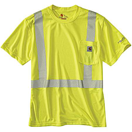Men's Force Brite Lime Class 2 High-Visibility Short Sleeve Pocket Shirt