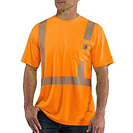 Men's Force Brite Orange Class 2 High-Visibility Short Sleeve Pocket Shirt