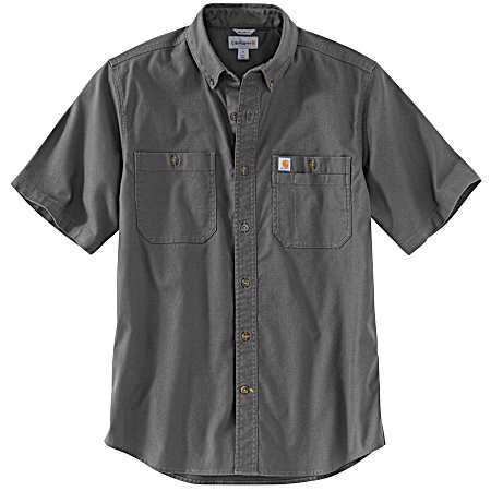 Men's Rigby Rugged Flex Gravel Relaxed Fit Button Front Short Sleeve Work Shirt