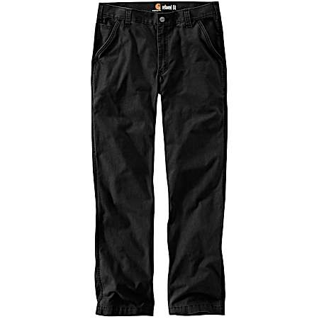 Men's Rigby Rugged Flex Black Relaxed Fit Straight Leg Canvas Work Dungarees