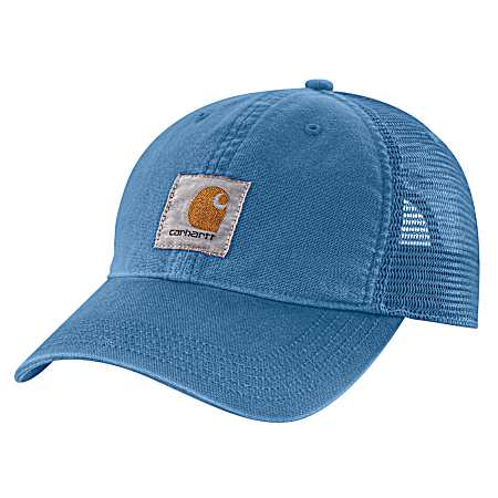 Adult Blue Canvas Meshback 6-Panel Cap