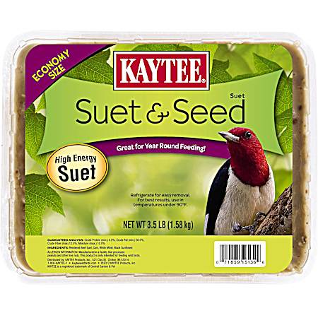 Suet & Seed High Energy Suet Cake Wild Bird Feed, 3.5 lbs