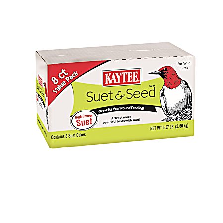 Suet & Seed High Energy Suet Cake Wild Bird Food - 8 pk