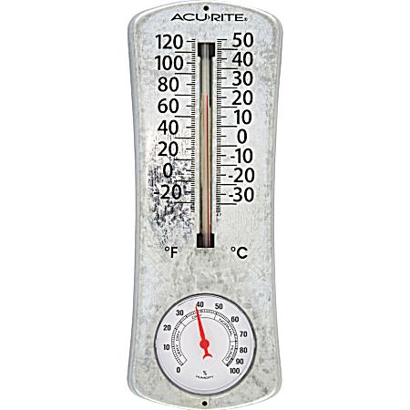 8.5 in Galvanized Thermometer/Hygrometer