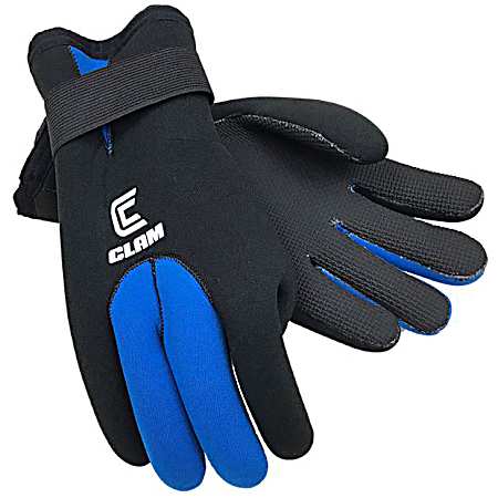 Adult Black & Blue Neoprene Fishing Gloves