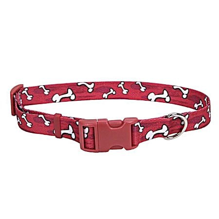 Styles Red Bones Adjustable Nylon Pet Collar