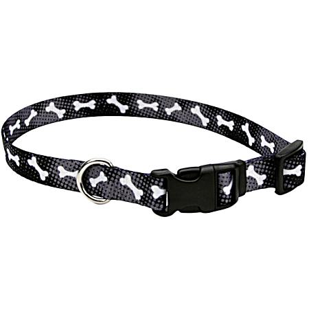 Pet Attire Black Bones Adjustable Pet Collar