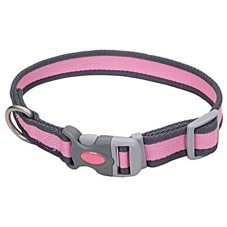 Pet Attire Pink & Grey Adjustable Dog Collar