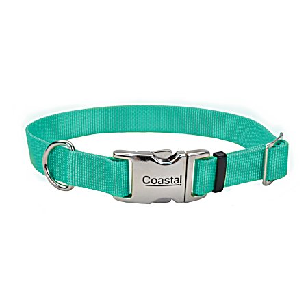 Teal Adjustable Dog Collar w/ Metal Buckle