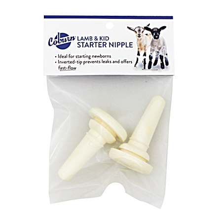 2 pk White Little Softy Lamb/Kid Starter Nipple